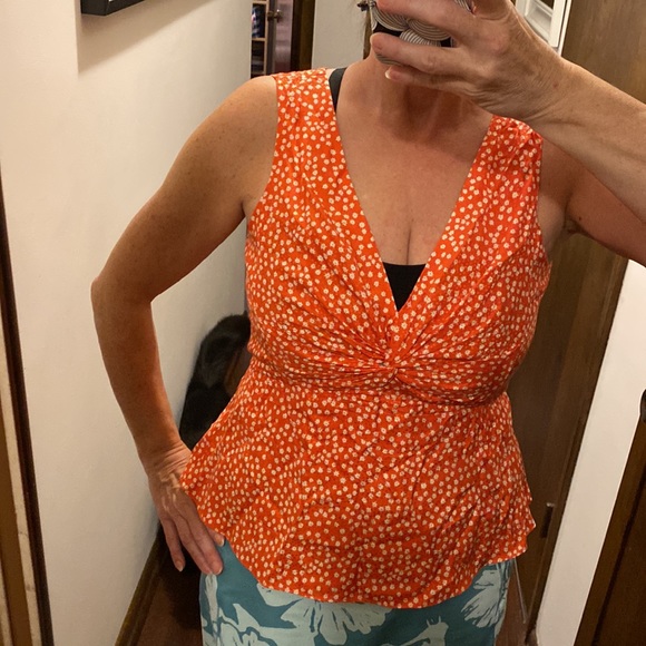 REBECCA TAYLOR silk blend sleeveless top. Back zipper. Peplum hem. Size US 8. - Picture 3 of 10